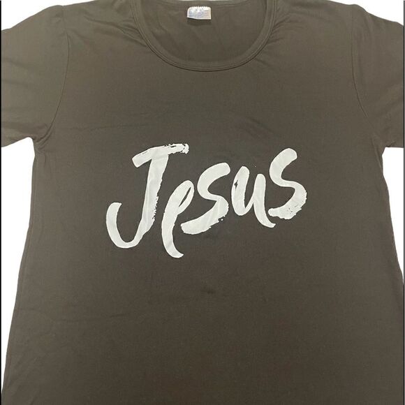 ⭐️ Brand New Small Black Jesus Printed T-shirt Women - Picture 2 of 4